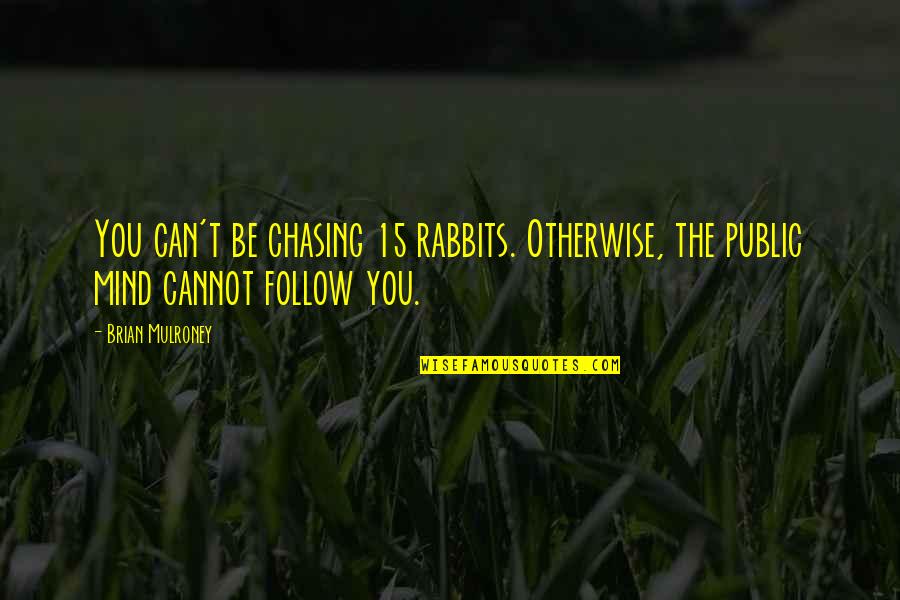 Peminat Uny Quotes By Brian Mulroney: You can't be chasing 15 rabbits. Otherwise, the
