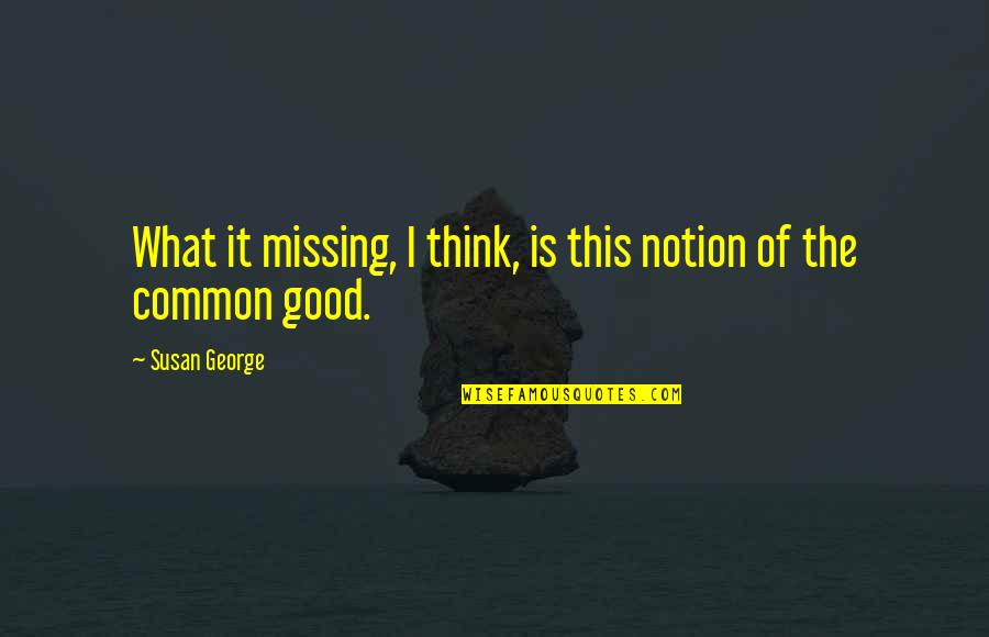 Pemones Quotes By Susan George: What it missing, I think, is this notion