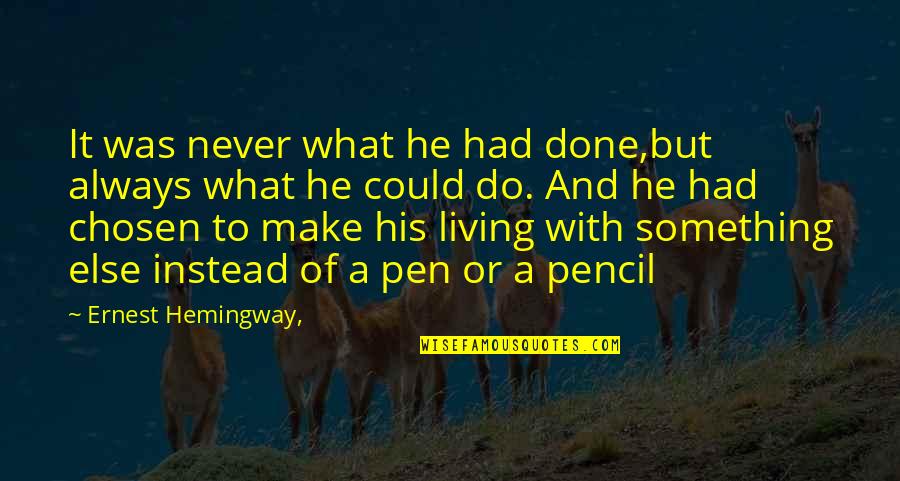 Pen And Pencil Quotes By Ernest Hemingway,: It was never what he had done,but always