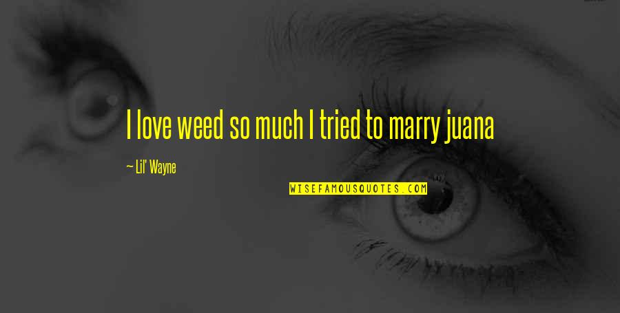 Pen Le A Dph Quotes By Lil' Wayne: I love weed so much I tried to Pen Le A Dph Quotes By Lil' Wayne: I love weed so much I tried to