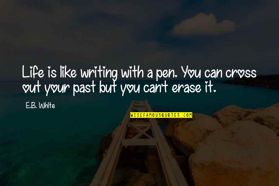 Pen With Quotes By E.B. White: Life is like writing with a pen. You