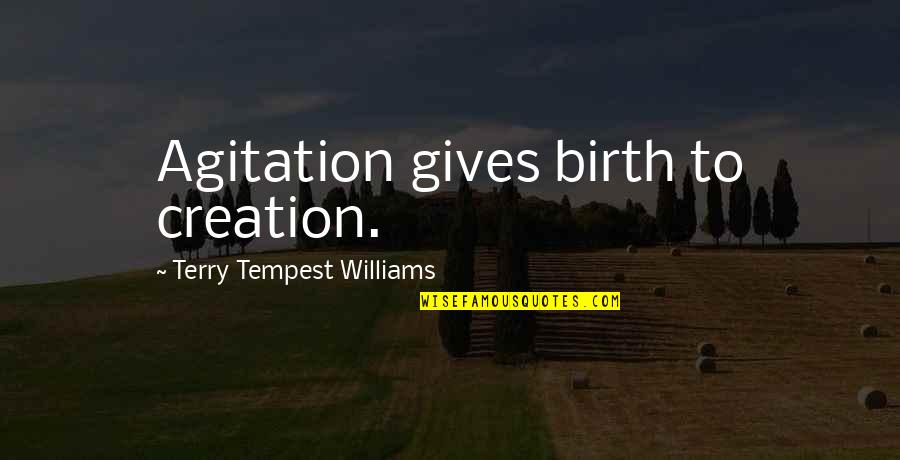 Penance Saints Quotes By Terry Tempest Williams: Agitation gives birth to creation. Penance Saints Quotes By Terry Tempest Williams: Agitation gives birth to creation.