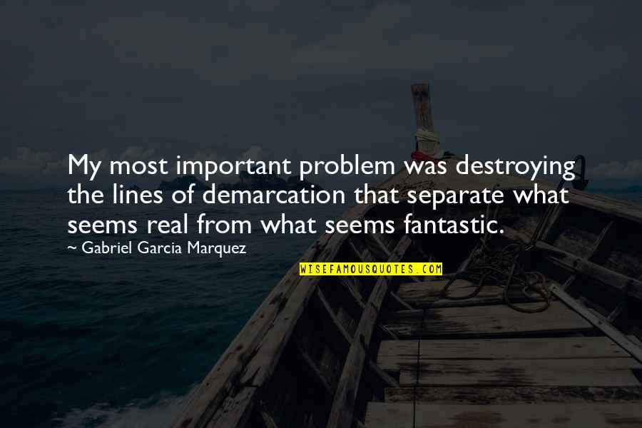 Pencaharian Atau Quotes By Gabriel Garcia Marquez: My most important problem was destroying the lines