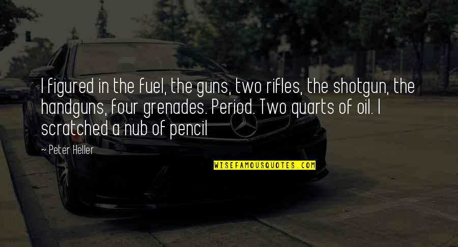 Pencil In Quotes By Peter Heller: I figured in the fuel, the guns, two