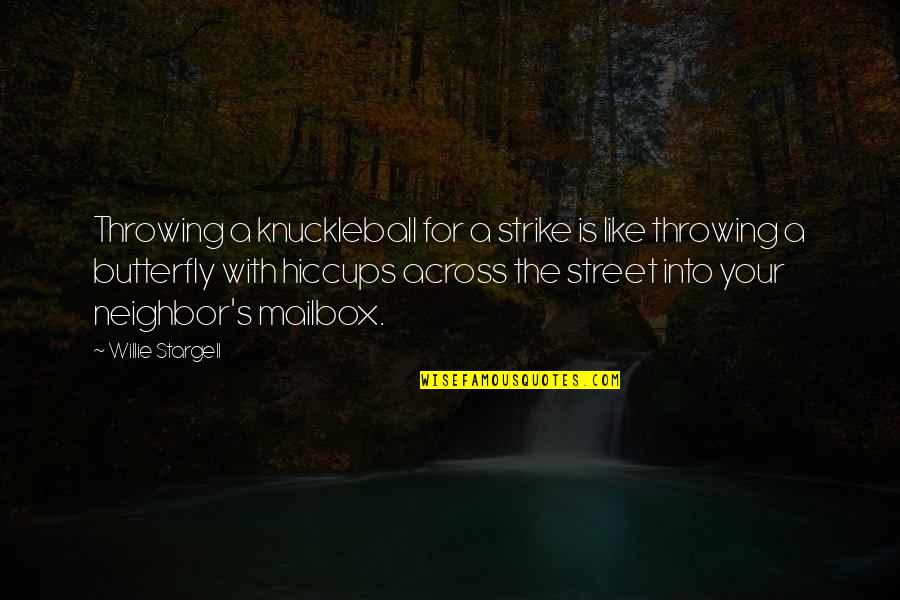 Penciled Runner Quotes By Willie Stargell: Throwing a knuckleball for a strike is like Penciled Runner Quotes By Willie Stargell: Throwing a knuckleball for a strike is like