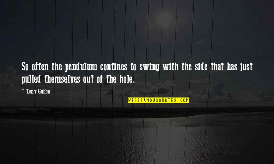 Pendulum Swing Quotes By Tony Gubba: So often the pendulum contines to swing with