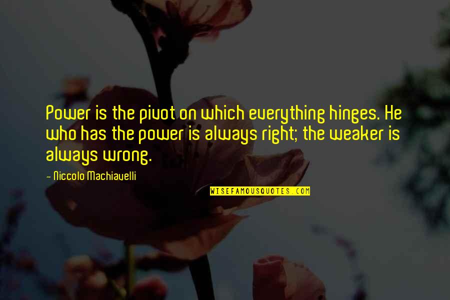 Penelope Hobhouse Quotes By Niccolo Machiavelli: Power is the pivot on which everything hinges.