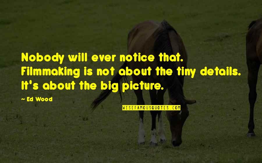 Pengendalian Kualitas Quotes By Ed Wood: Nobody will ever notice that. Filmmaking is not Pengendalian Kualitas Quotes By Ed Wood: Nobody will ever notice that. Filmmaking is not