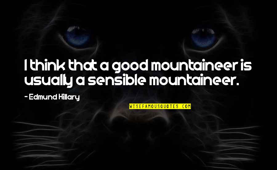 Pengendalian Quotes By Edmund Hillary: I think that a good mountaineer is usually Pengendalian Quotes By Edmund Hillary: I think that a good mountaineer is usually