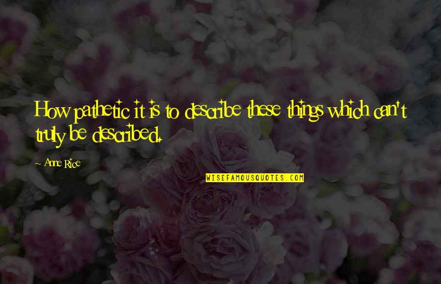 Peniaze Kreslene Quotes By Anne Rice: How pathetic it is to describe these things