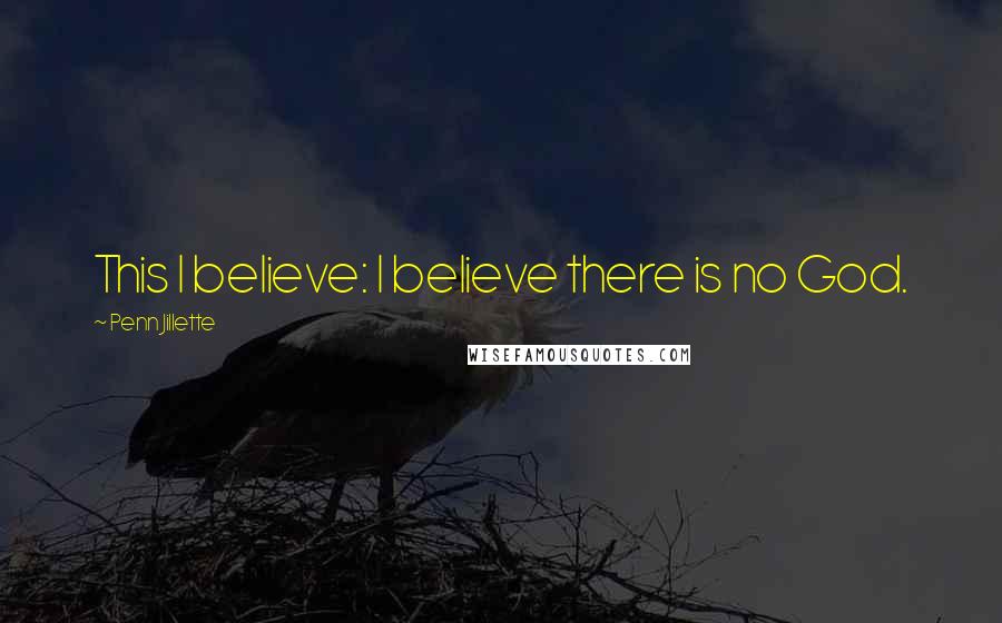 Penn Jillette quotes: This I believe: I believe there is no God.