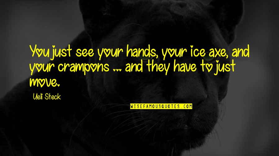 Pennaeps Quotes By Ueli Steck: You just see your hands, your ice axe, Pennaeps Quotes By Ueli Steck: You just see your hands, your ice axe,