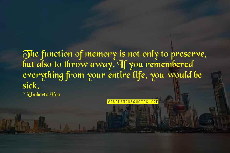 Penny Vincenzi Quotes By Umberto Eco: The function of memory is not only to