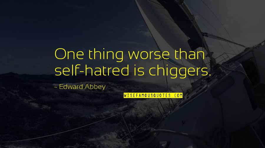 Pensant A Toi Quotes By Edward Abbey: One thing worse than self-hatred is chiggers. Pensant A Toi Quotes By Edward Abbey: One thing worse than self-hatred is chiggers.