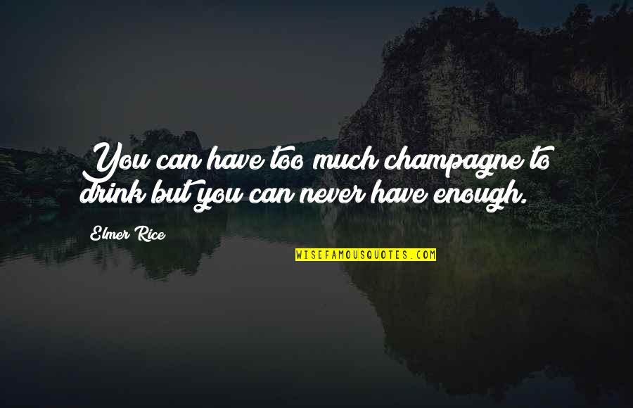 Pensionable Longevity Quotes By Elmer Rice: You can have too much champagne to drink
