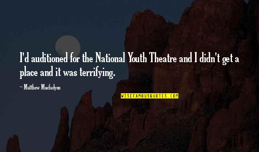 Pensione Quotes By Matthew Macfadyen: I'd auditioned for the National Youth Theatre and