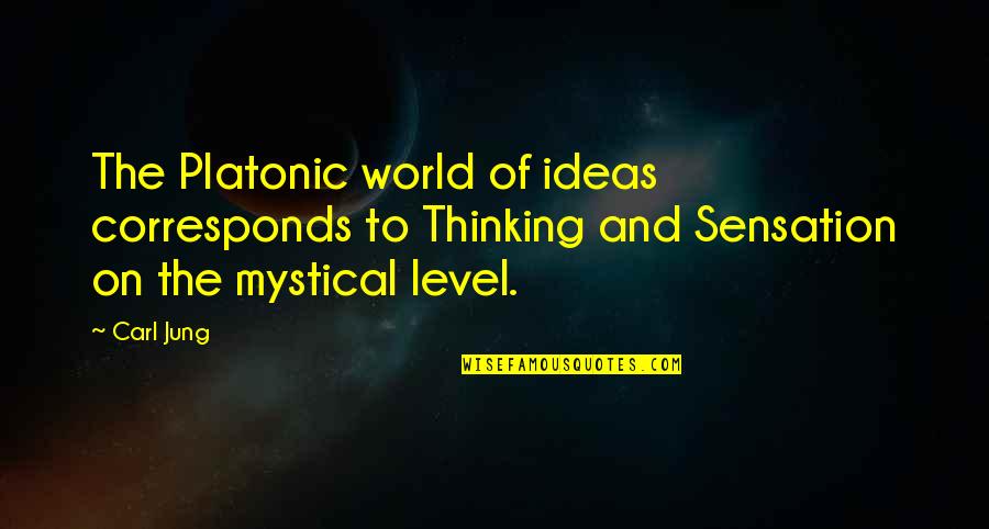 Peon Warcraft Quotes By Carl Jung: The Platonic world of ideas corresponds to Thinking