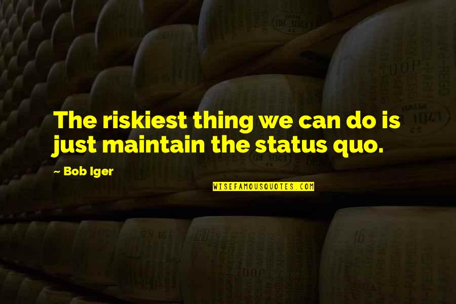 Peonies Quotes By Bob Iger: The riskiest thing we can do is just