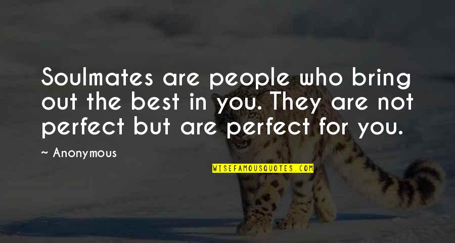 People Are Not Perfect Quotes By Anonymous: Soulmates are people who bring out the best