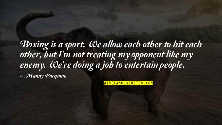 People Not Doing Their Job Quotes By Manny Pacquiao: Boxing is a sport. We allow each other