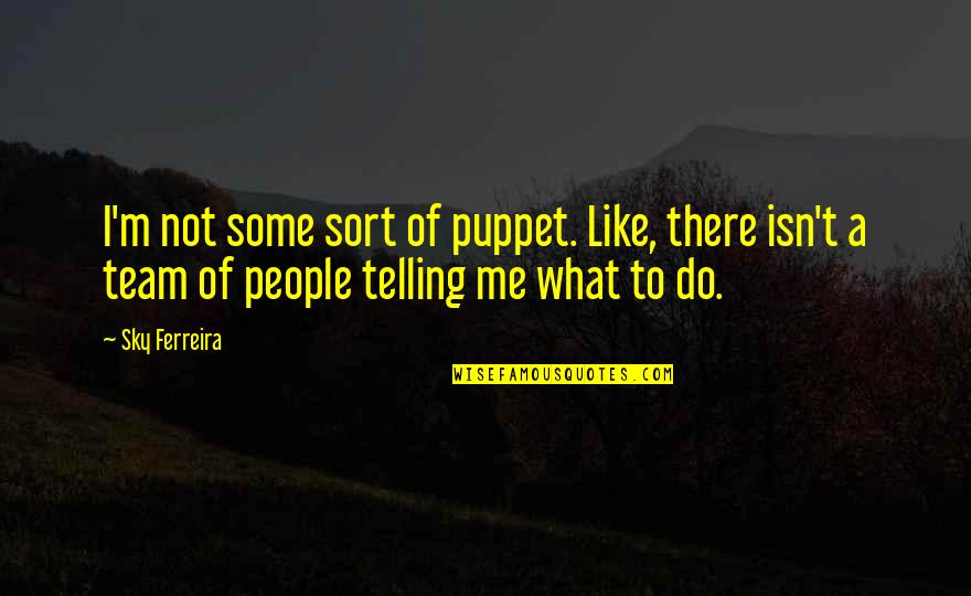People Some People Quotes By Sky Ferreira: I'm not some sort of puppet. Like, there People Some People Quotes By Sky Ferreira: I'm not some sort of puppet. Like, there