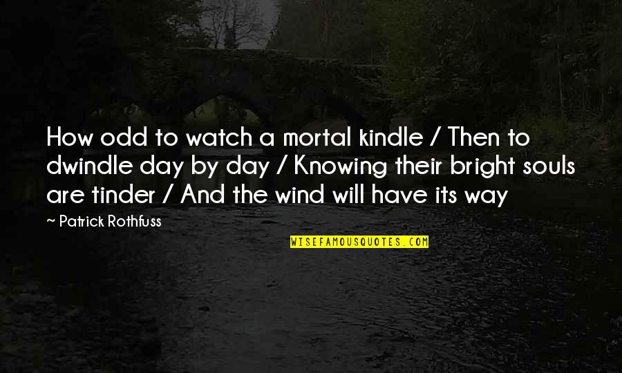 People Stalking You Quotes By Patrick Rothfuss: How odd to watch a mortal kindle /