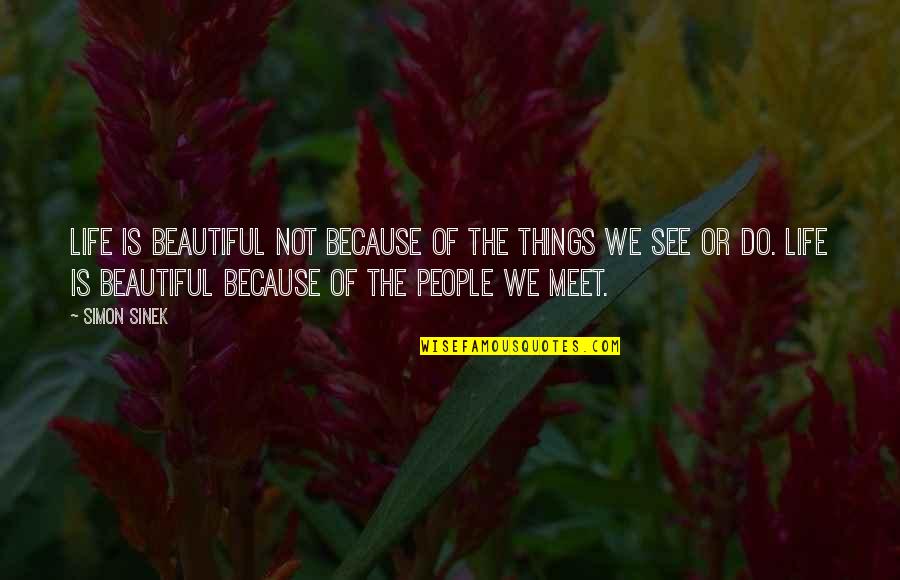 People We Meet Quotes By Simon Sinek: Life is beautiful not because of the things