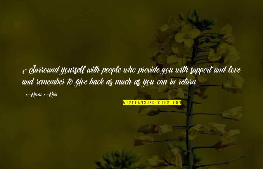 People Who Give Back Quotes By Karen Kain: Surround yourself with people who provide you with People Who Give Back Quotes By Karen Kain: Surround yourself with people who provide you with