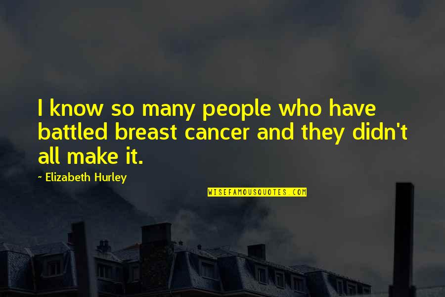 People Who Know It All Quotes By Elizabeth Hurley: I know so many people who have battled