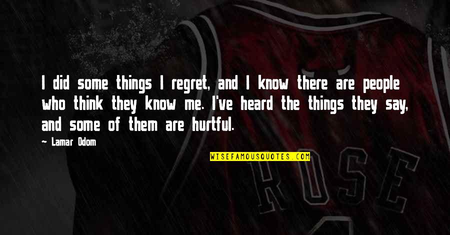 People Who Say Hurtful Things Quotes By Lamar Odom: I did some things I regret, and I