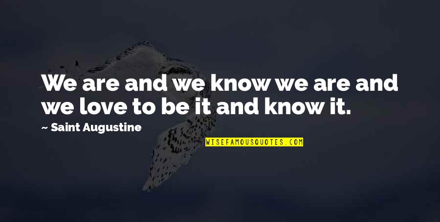 People Who Take Advantage Of You Quotes By Saint Augustine: We are and we know we are and