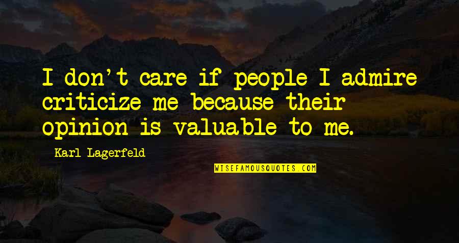 People You Admire Quotes By Karl Lagerfeld: I don't care if people I admire criticize People You Admire Quotes By Karl Lagerfeld: I don't care if people I admire criticize