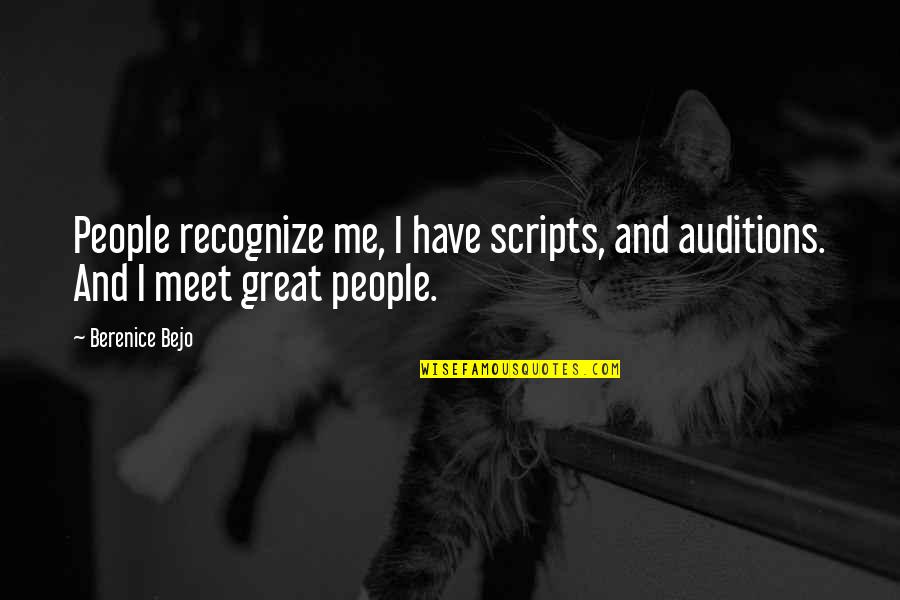 People You Have Yet To Meet Quotes By Berenice Bejo: People recognize me, I have scripts, and auditions.