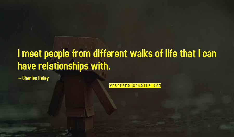 People You Have Yet To Meet Quotes By Charles Haley: I meet people from different walks of life