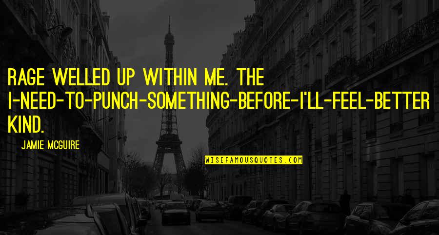 People's Dark Side Quotes By Jamie McGuire: Rage welled up within me. The I-need-to-punch-something-before-I'll-feel-better kind.