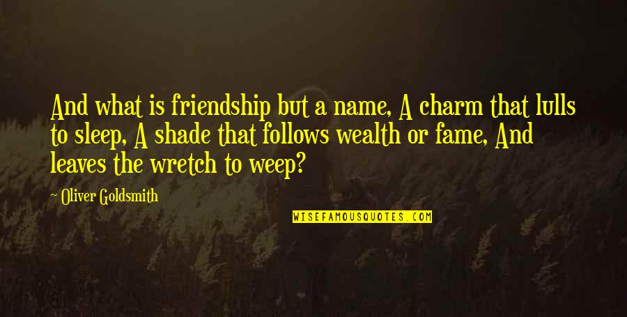 Peoples Front Of Judea Quotes By Oliver Goldsmith: And what is friendship but a name, A