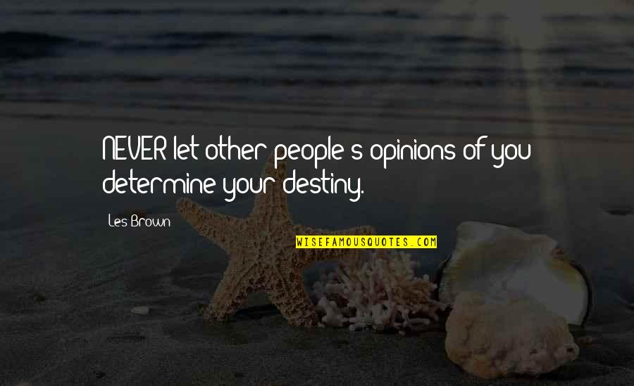 People's Opinions Of You Quotes By Les Brown: NEVER let other people's opinions of you determine