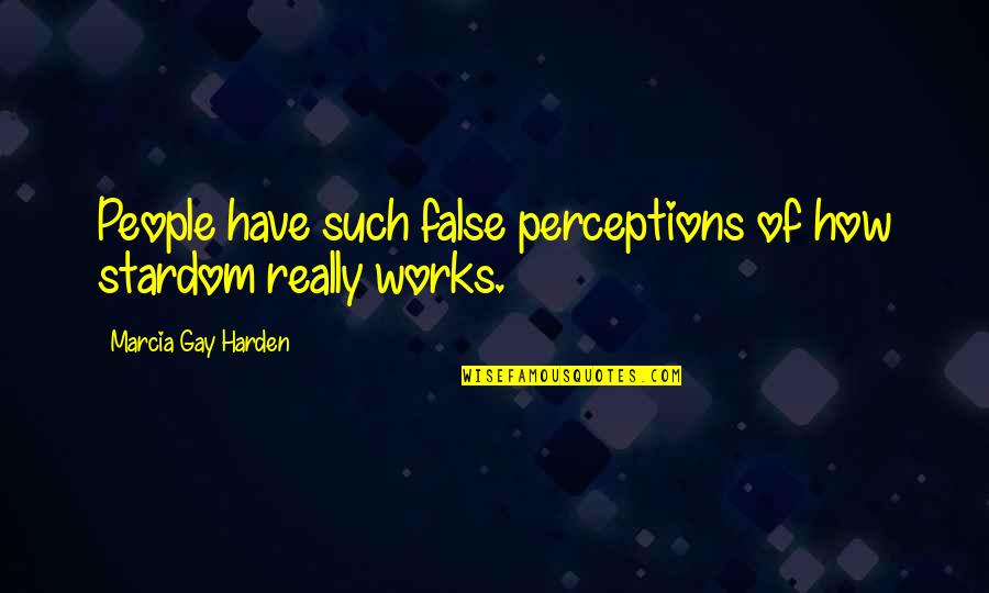People's Perceptions Quotes By Marcia Gay Harden: People have such false perceptions of how stardom