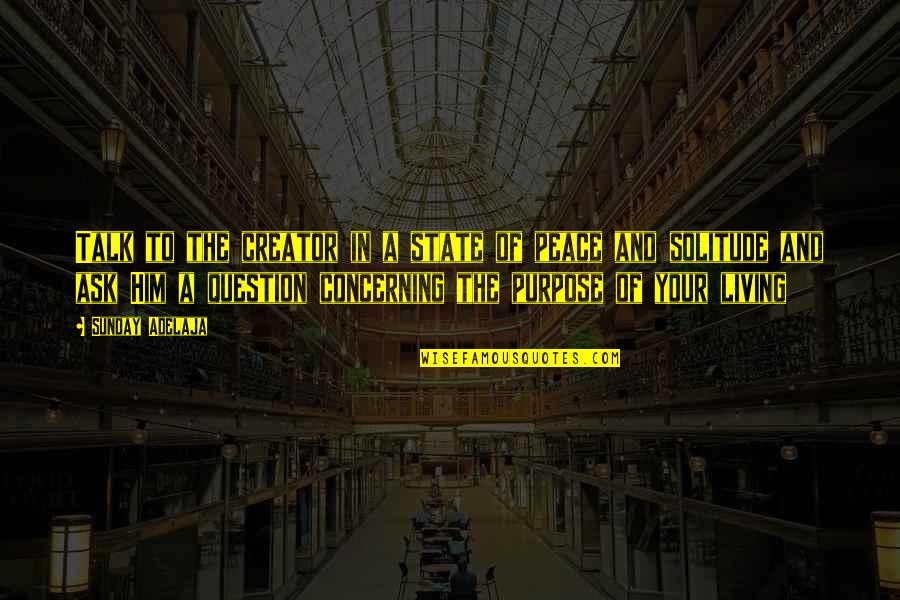 People's Purpose In Your Life Quotes By Sunday Adelaja: Talk to the creator in a state of