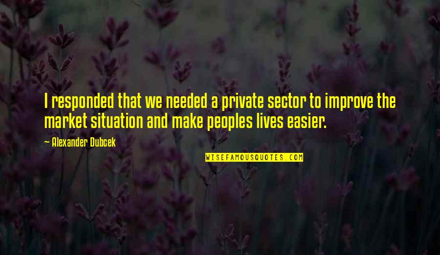 Peoples Quotes By Alexander Dubcek: I responded that we needed a private sector