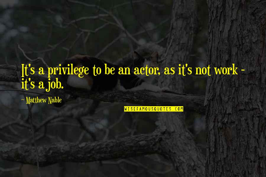 Perasaanku Tentang Quotes By Matthew Nable: It's a privilege to be an actor, as