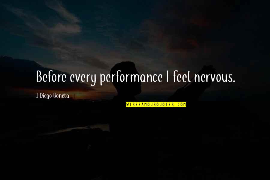 Perbankan Syariah Quotes By Diego Boneta: Before every performance I feel nervous.