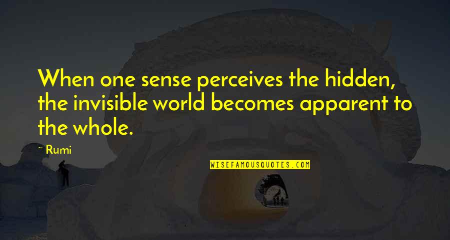 Perceives Quotes By Rumi: When one sense perceives the hidden, the invisible