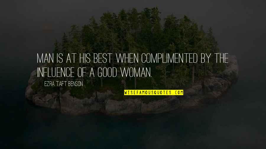 Perceives Synonym Quotes By Ezra Taft Benson: Man is at his best when complimented by Perceives Synonym Quotes By Ezra Taft Benson: Man is at his best when complimented by