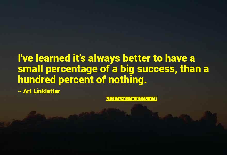 Percent And Percentage Quotes By Art Linkletter: I've learned it's always better to have a