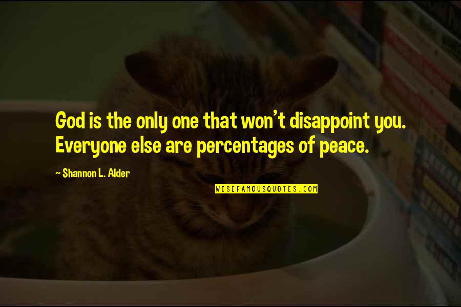 Percentages Quotes By Shannon L. Alder: God is the only one that won't disappoint