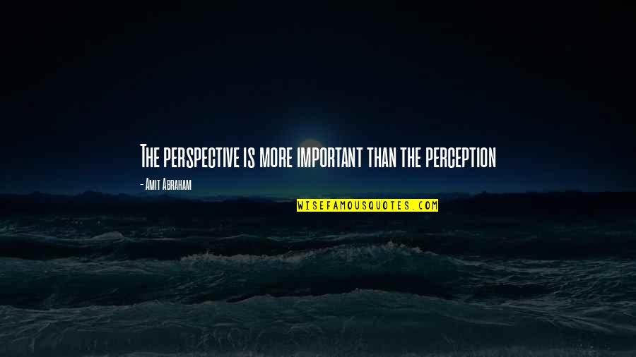Perception And Perspective Quotes By Amit Abraham: The perspective is more important than the perception