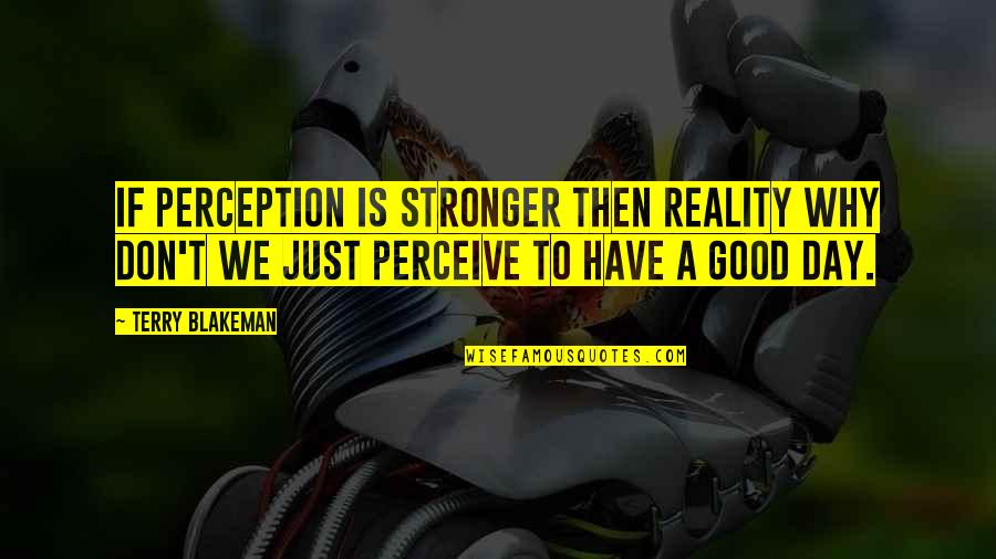 Perception Is Reality Quotes By Terry Blakeman: If perception is stronger then reality why don't