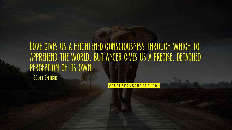 Perception Of The World Quotes By Scott Spencer: Love gives us a heightened consciousness through which