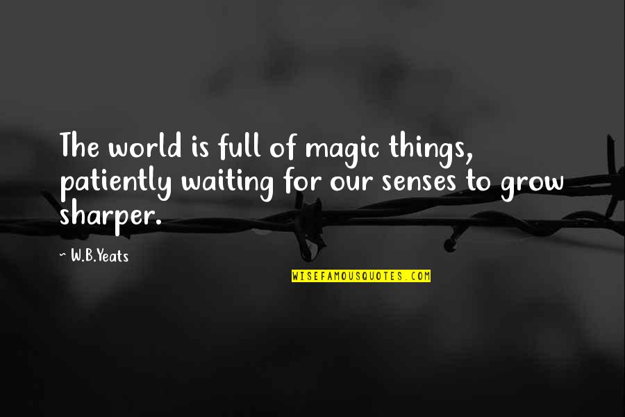 Perception Of The World Quotes By W.B.Yeats: The world is full of magic things, patiently